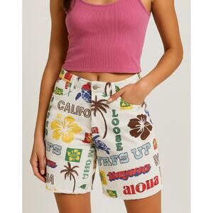 BDG Urban Outfitters Surf Print Embroidered Shorts – Size 25 (6” Inseam) Beachy